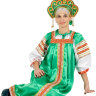 Русский народный костюм "Василиса" женский атласный зеленый сарафан и блузка